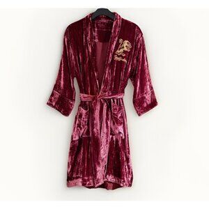 Pottery Barn Teen L/XL Harry Potter™ Gryffindor Red Maroon Velvet Tie Robe 46"
